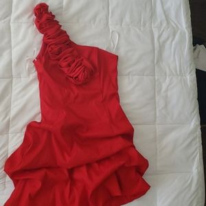 Red One-Shoulder Cocktail Dress Size 8